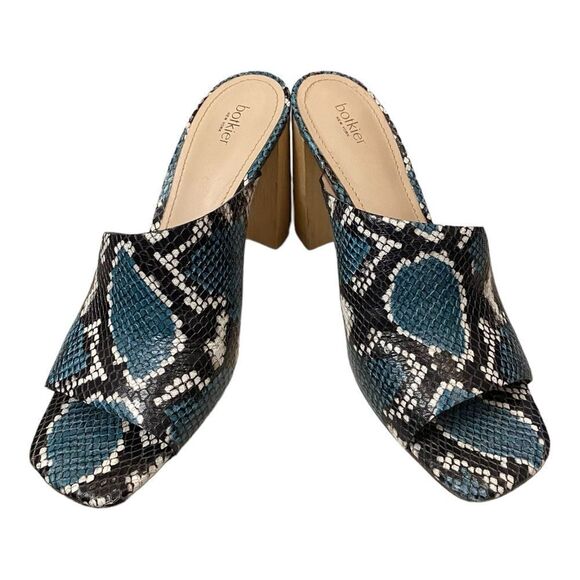 Botkier New York Ross Snake Print Women's Leather Heeled Slide Sandals 9.5 - Picture 3 of 6